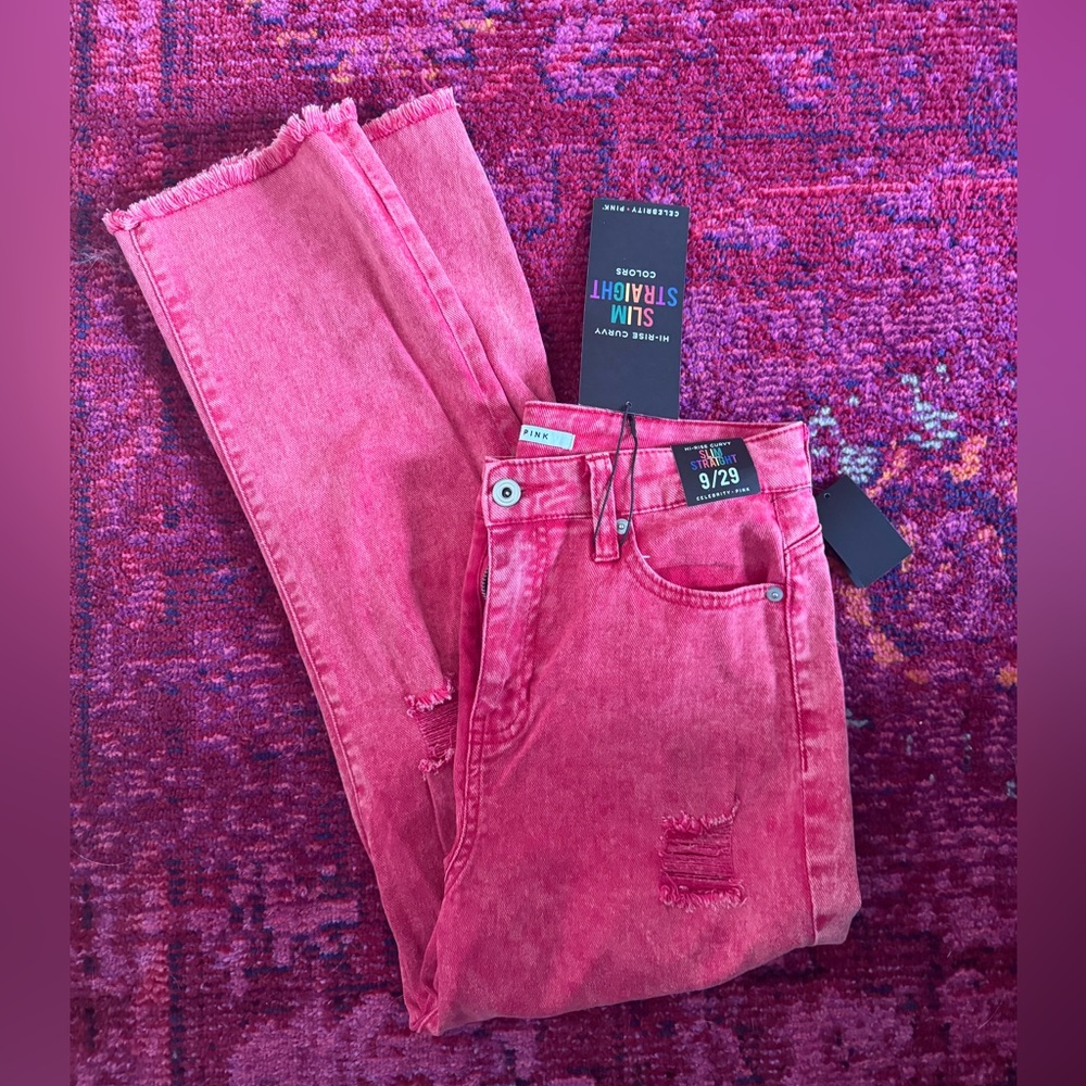 Distressed Red Jeans